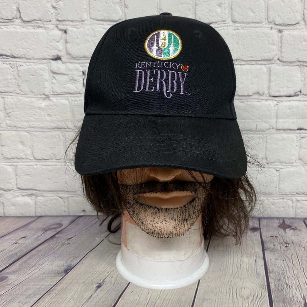 Kentucky Derby 148 Hat Cap Strap Back Black Embroidered Logo Horse Racing Cotton